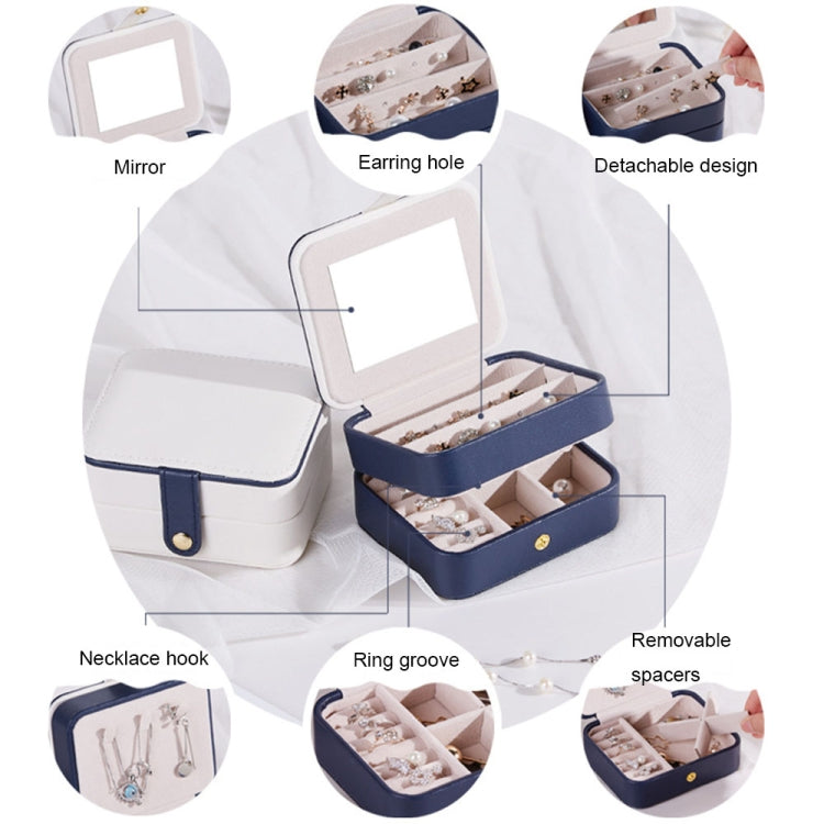 SH688-58 Caixa de Joias para Armazenamento de Brincos em PU Quadrada de Duas Camadas, Duas Camadas (Branco), Duas Camadas (Azul Marinho), Duas Camadas (Rosa), Duas Camadas (Azul Claro)