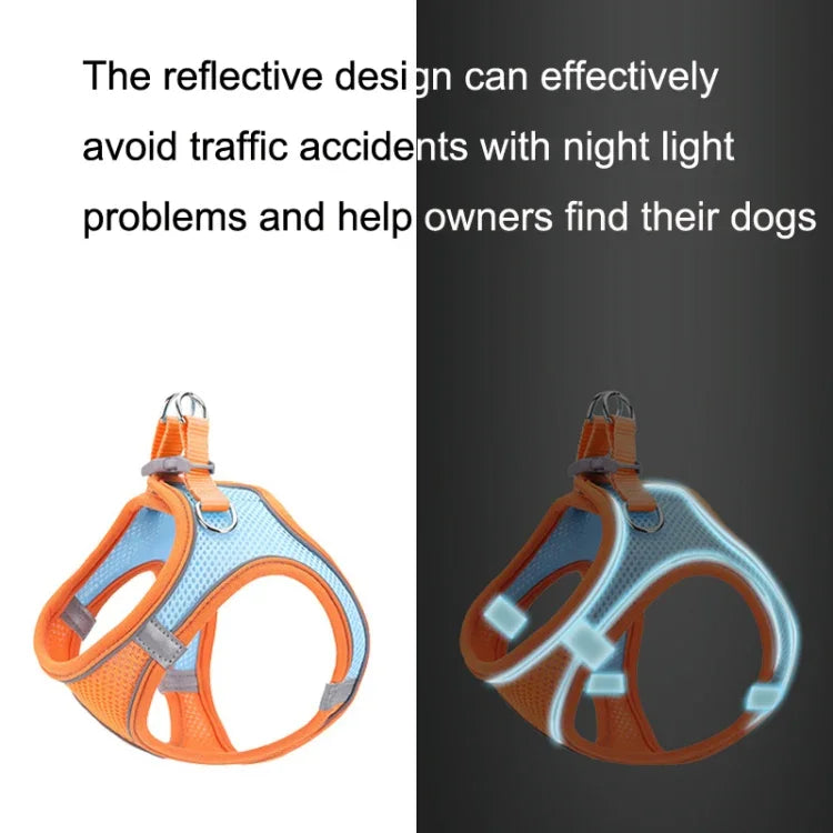 TM050 Colete Peitoral para Animais Tipo Colete Corda Respirável Refletora para Tração, XXXS, XXS, XS, S, M, L