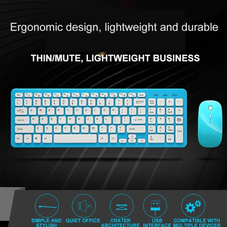 MLD-568 Office Gaming Mute Wireless Mouse Keyboard Set, MLD-568 Black, MLD-568 White, MLD-568 Blue, MLD-568 Pink