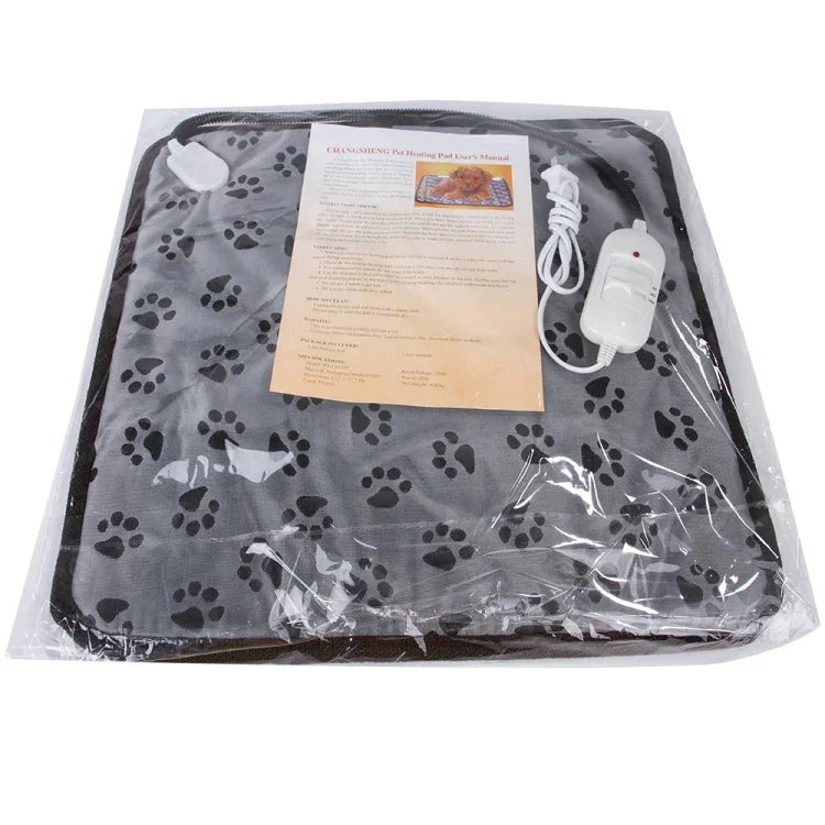 Manta Eléctrica para Animais de Estimação Impermeável, Resistente a Mordidas e Desgaste, Temperatura Ajustável, 45x45cm