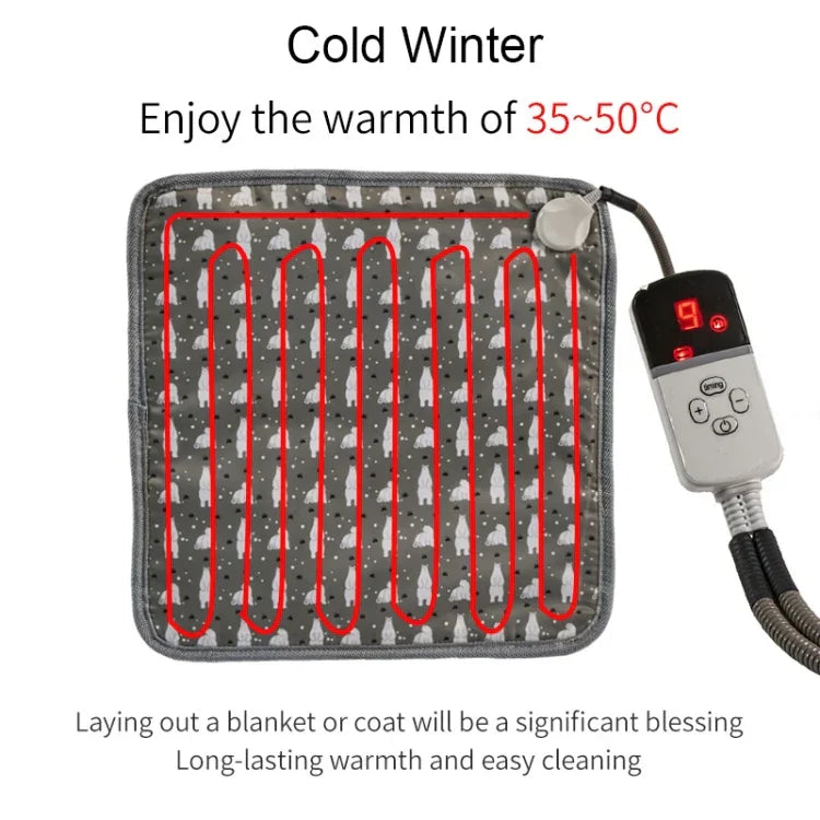 CW45 Almofada de Aquecimento para Animais de Estimação com Regulação de Temperatura Multinível e Temporizador 45x45cm, Especificação:, Ficha US, Ficha UK, Ficha EU