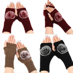 Luvas de Inverno para Mulher Sem Dedos com Bola de Pêlo, Mangas Quentes de Lã Tricotada, Preto, Branco, Cinzento Escuro, Cinzento Claro, Café, Vinho Vermelho, Caqui, Cor Creme