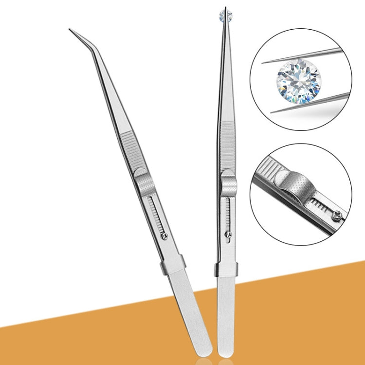 Pinças para Joias de Diamante com Pinças de Aço Inoxidável Ranuradas, Especificação:, Retas, Curvadas