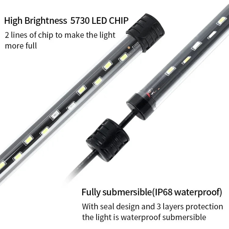Luz LED para Mergulho em Aquário 90-260V, Luz Azul+Branca Q20BW, Q30BW, Q40BW, Q50BW, Q60BW, Luz RGB Q20CF, Q30CF, Q40CF, Q50CF