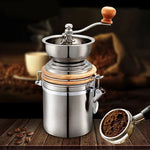 Moedor Manual de Grãos de Café Doméstico com Manivela em Aço Inoxidável, Manivela