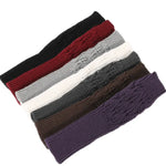 Luvas de lã quentes de ciclismo sem dedos para homens e mulheres de inverno, com padrão jacquard de folhas, Roxo, Preto, Branco, Jujuba, Cinzento Claro, Café, Cinzento Escuro