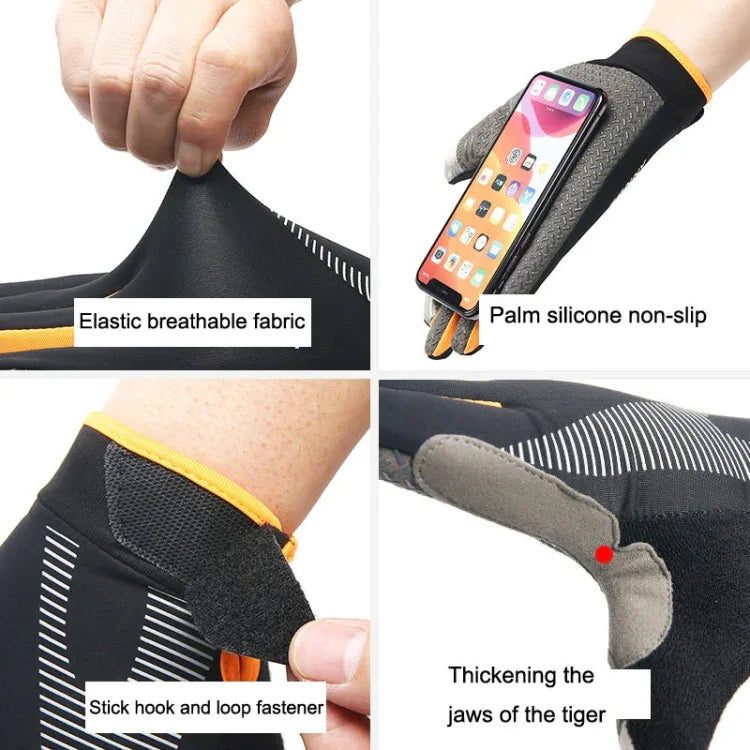 1 Par de Luvas de Ciclismo QX0002 Esportivas com Proteção Solar, Ecrã Tátil, Antiderrapantes, Resistentes ao Desgaste e Absorventes de Choque, L