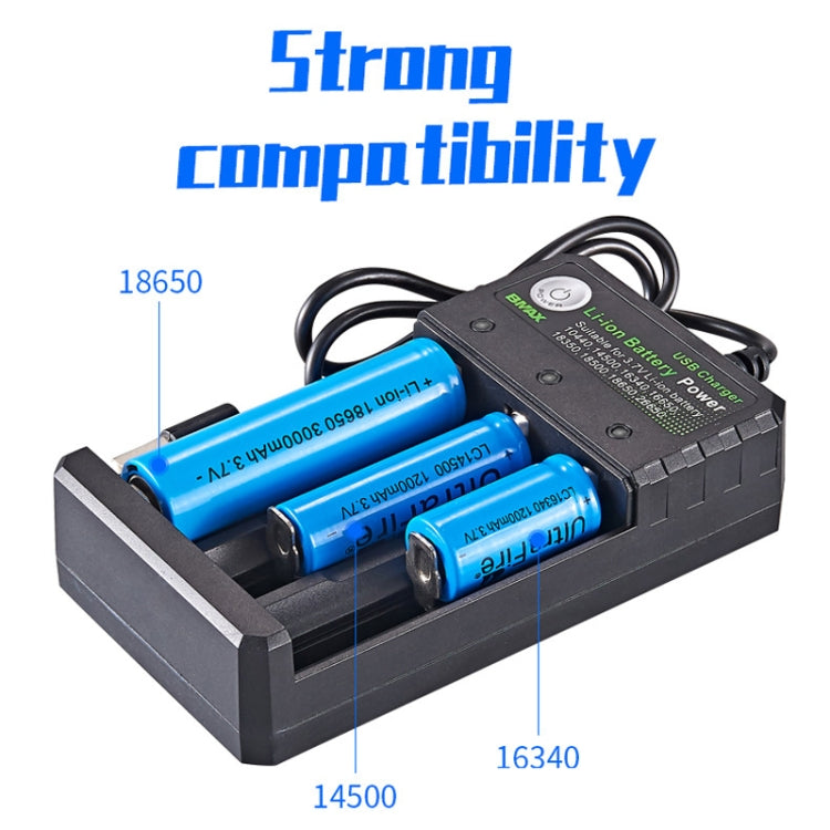BMAX 18650 Base de Carregamento USB de 3 Slots Carregador Independente de Bateria de Lítio 3.7/4.2V, 3 Slots USB (Preto)