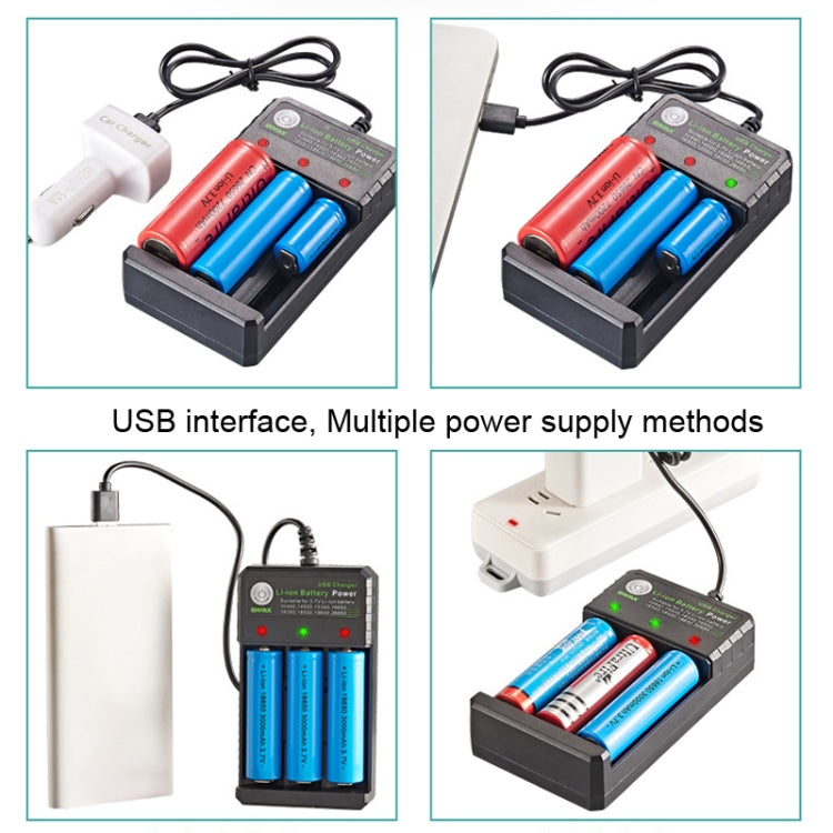 BMAX 18650 Base de Carregamento USB de 3 Slots Carregador Independente de Bateria de Lítio 3.7/4.2V, 3 Slots USB (Preto)