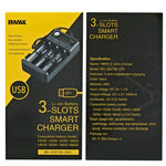 BMAX 18650 Base de Carregamento USB de 3 Slots Carregador Independente de Bateria de Lítio 3.7/4.2V, 3 Slots USB (Preto)
