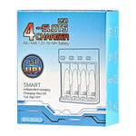BMAX BH-804U Carregador USB Independente de 4 Slots para Pilhas Recarregáveis AA/AAA 1.2V, 4 Slots Micro USB (Preto)