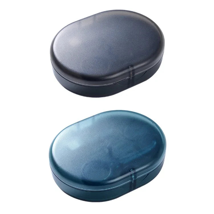 Caixa de Armazenamento com Espelho de Beleza para Suporte de Aparelho Ortodôntico Magnético com Cola de Mastigar, Preto, Azul-Marinho