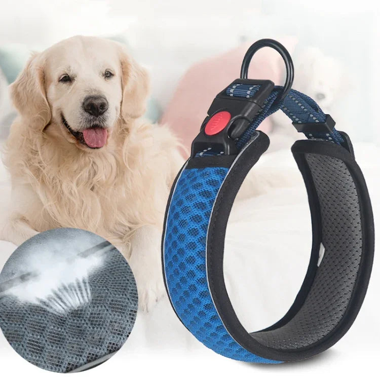 Colar de Pescoço para Cão em Rede de Favo de Mel Respirável Refletor Colar Anti-Estrangulamento, XS, S, M, L, XL