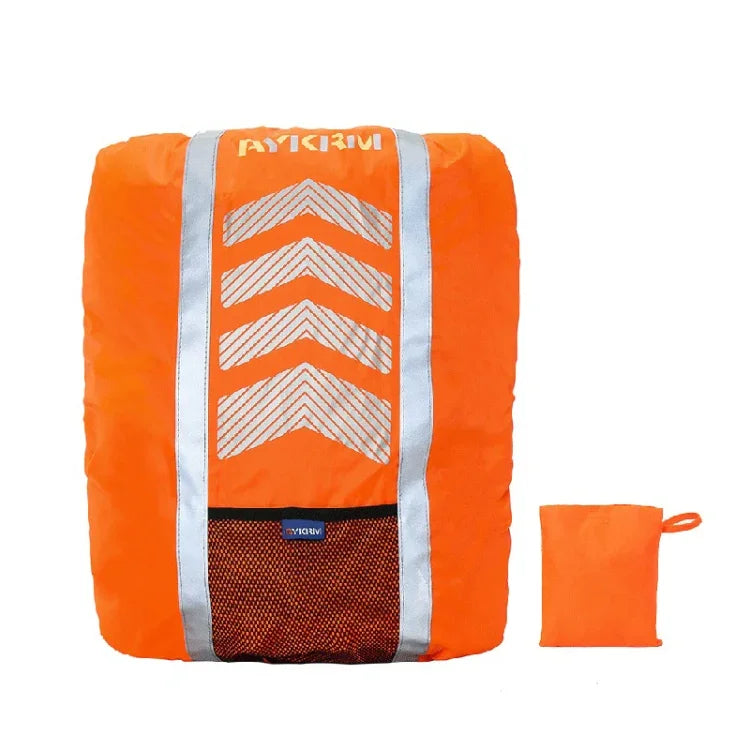 AYKRM AS6-007 Capa Protetora para Mochila de Ciclismo à Prova de Poeira, Reflexiva e Impermeável, Vermelho Fluorescente, Verde Fluorescente
