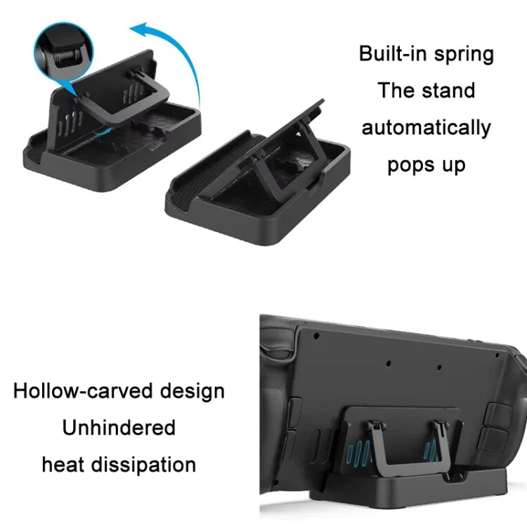 PGTECH suporte ajustável dobrável para consola Steam Deck + conjunto de autocolantes para trackpad, Suporte para consola PGTECH + autocolantes para trackpad