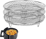 Acessórios para Fritadeira de Ar, Grelha Redonda de 8 Polegadas com Três Camadas para Vapor, Redonda