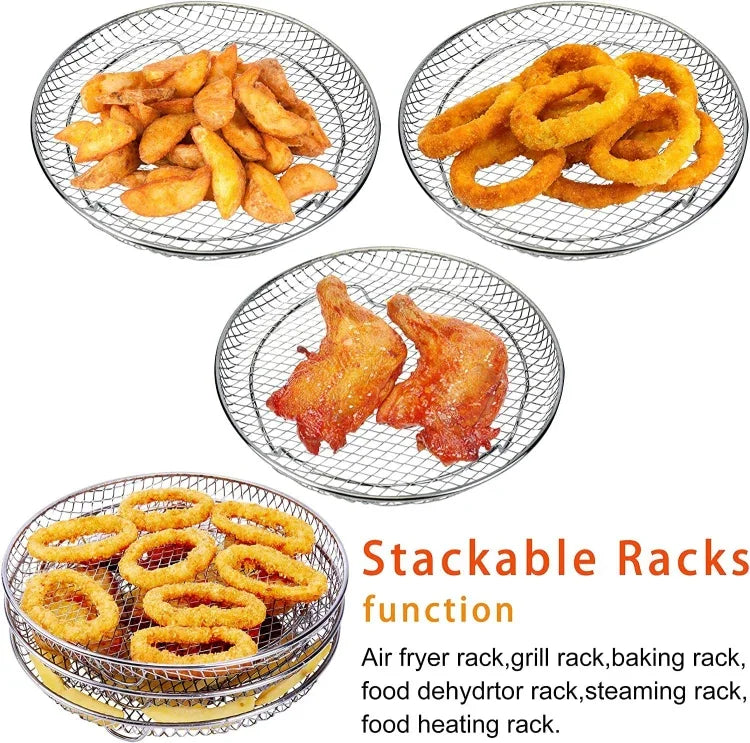 Acessórios para Fritadeira de Ar, Grelha Redonda de 8 Polegadas com Três Camadas para Vapor, Redonda