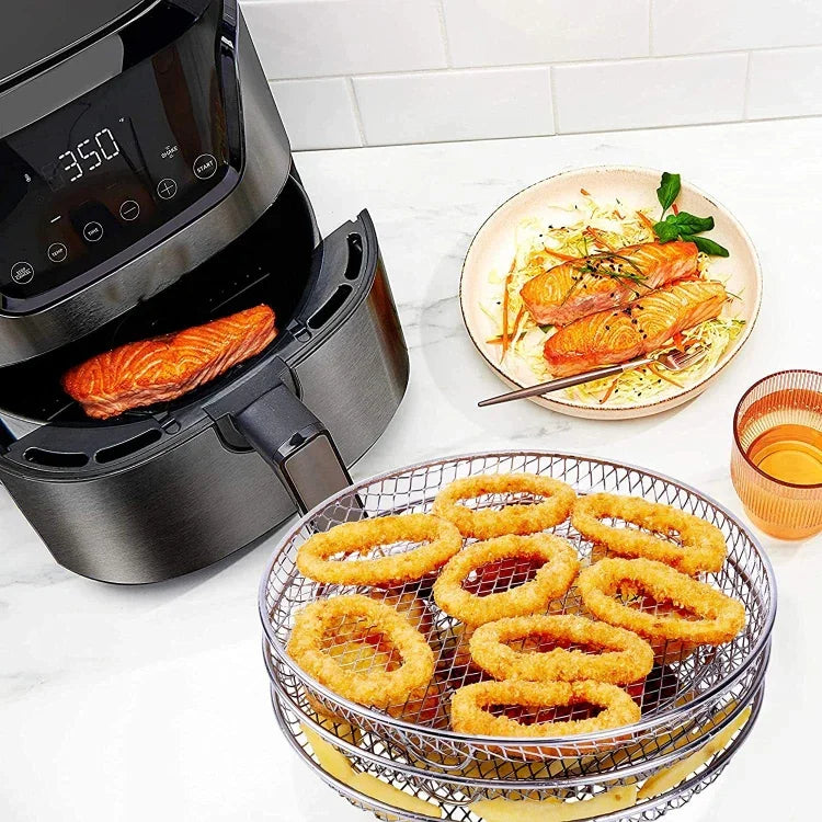 Acessórios para Fritadeira de Ar, Grelha Redonda de 8 Polegadas com Três Camadas para Vapor, Redonda