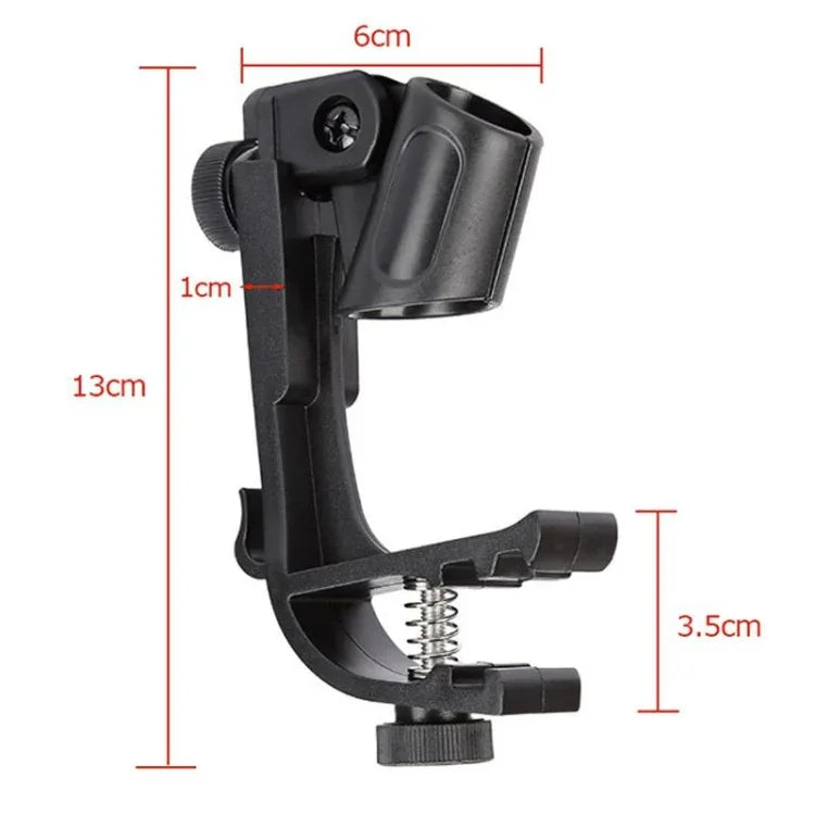 2 Peças de Suporte de Microfone com Clipe Ajustável para Aro de Bateria, M00661