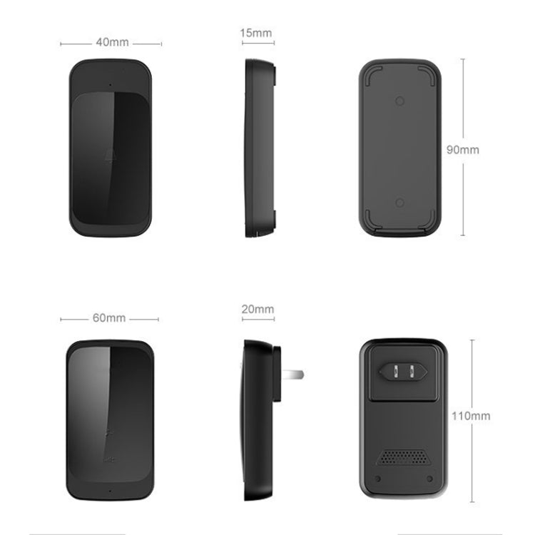 C03 Campainha Sem Fios para Casa Resistente à Água com Sensor Tátil 1 para 1, C03 Ficha UE Preto, C03 Ficha UK Branco, C03 Ficha UE Branco, C03 Ficha US Preto, C03 Ficha US Branco, C03 Ficha UK Preto