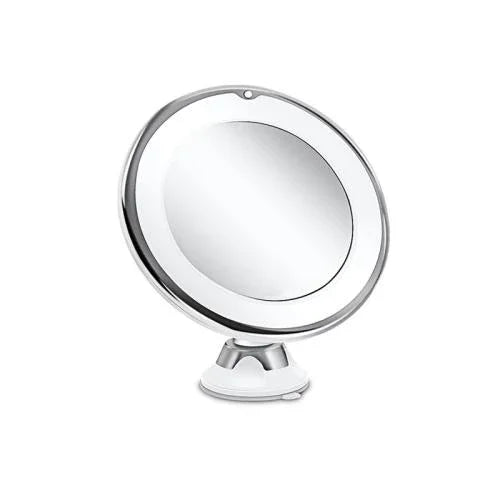 Espelho de Maquilhagem de 12cm com Luz LED de Preenchimento Ampliação 5X Espelho de Ventosa de Beleza