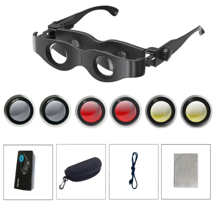 Binóculos de Pesca DM0125 3X com Foco Ajustável Tipo de Vidro, Capa Dura, Com Lente Polarizada Cinzenta, Com Lente Polarizada Amarela, Com Lente Polarizada Vermelha, Com Lente Cinzenta + Amarela, Com Lente Tricolor