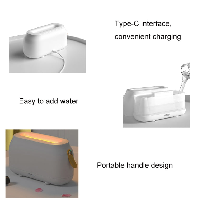Humidificador Aromaterapia com Chama Simulada e Luz Ambiente para Quarto, Branco, Verde, Cinzento, 3 Cores (RGB)