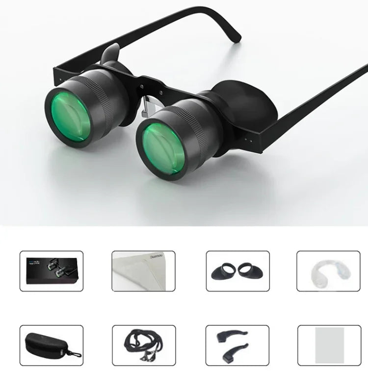 Binóculos de Pesca HD D-1548 10x com Foco Ajustável, Especificações:, Apenas Binóculos, Com Lente Polarizada Cinzenta, Com Lente Polarizada Amarela, Com Lente Polarizada Vermelha, Com Lente Polarizada Cinzenta+Amarela, Com Lente Polarizada Tricolor