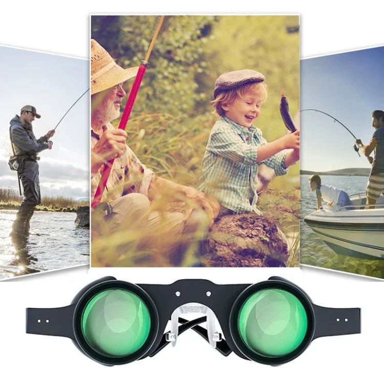 Binóculos de Pesca HD D-1548 10x com Foco Ajustável, Especificações:, Apenas Binóculos, Com Lente Polarizada Cinzenta, Com Lente Polarizada Amarela, Com Lente Polarizada Vermelha, Com Lente Polarizada Cinzenta+Amarela, Com Lente Polarizada Tricolor