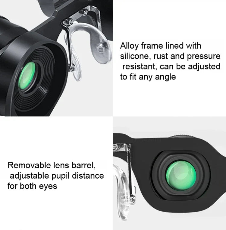Binóculos de Pesca HD D-1548 10x com Foco Ajustável, Especificações:, Apenas Binóculos, Com Lente Polarizada Cinzenta, Com Lente Polarizada Amarela, Com Lente Polarizada Vermelha, Com Lente Polarizada Cinzenta+Amarela, Com Lente Polarizada Tricolor