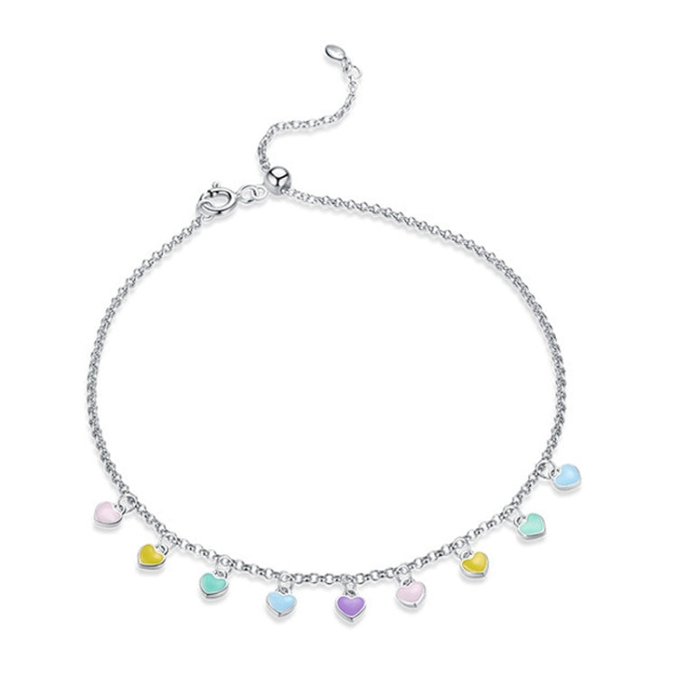 Tornozeleira de Prata S925 com Amor Arco-íris SCT020