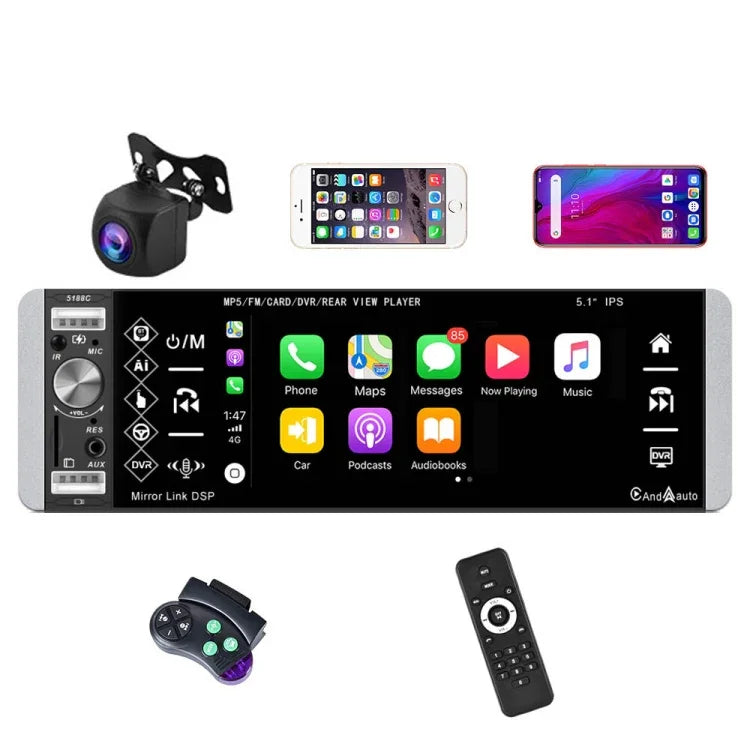 Reprodutor Carplay de Ecrã Capacitivo IPS de 5,1 polegadas A2905, Estilo:, Standard, Standard+4 Câmaras de Luz, Standard+8 Câmaras de Luz, Standard+12 Câmaras de Luz, Standard+Câmara de Luz AHD