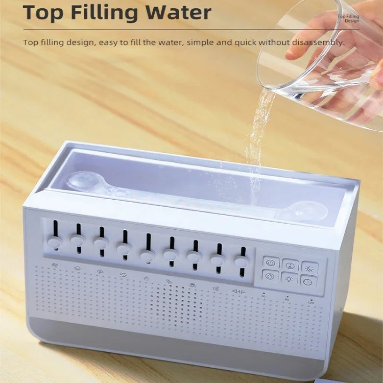 Instrumento de Sono com Ruído Branco, Humidificador Ultrassónico com Simulação de Chama, Ruído Branco