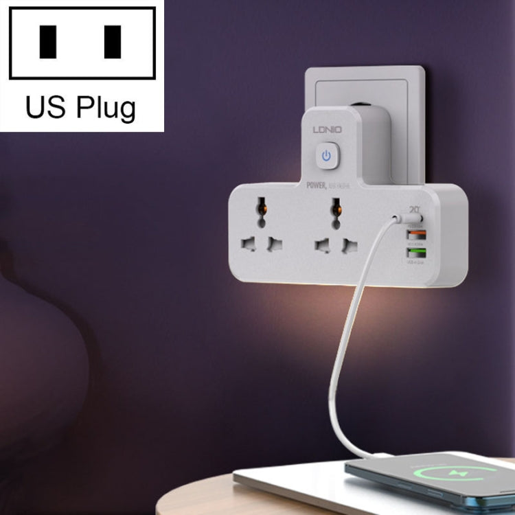 Tomada Multifuncional de Carregamento Rápido LDNIO SC2311 20W PD+QC 3.0 para Casa com Função de Luz Noturna, Especificações:, Ficha EU, Ficha UK, Ficha US