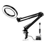 Lupa 5X Luz de Clipe LED Dobrável com Braço Longo Lâmpada de Leitura USB de Proteção Ocular, Médio, Grande