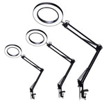 Lupa 5X Luz de Clipe LED Dobrável com Braço Longo Lâmpada de Leitura USB de Proteção Ocular, Médio, Grande