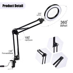 Lupa 5X Luz de Clipe LED Dobrável com Braço Longo Lâmpada de Leitura USB de Proteção Ocular, Médio, Grande