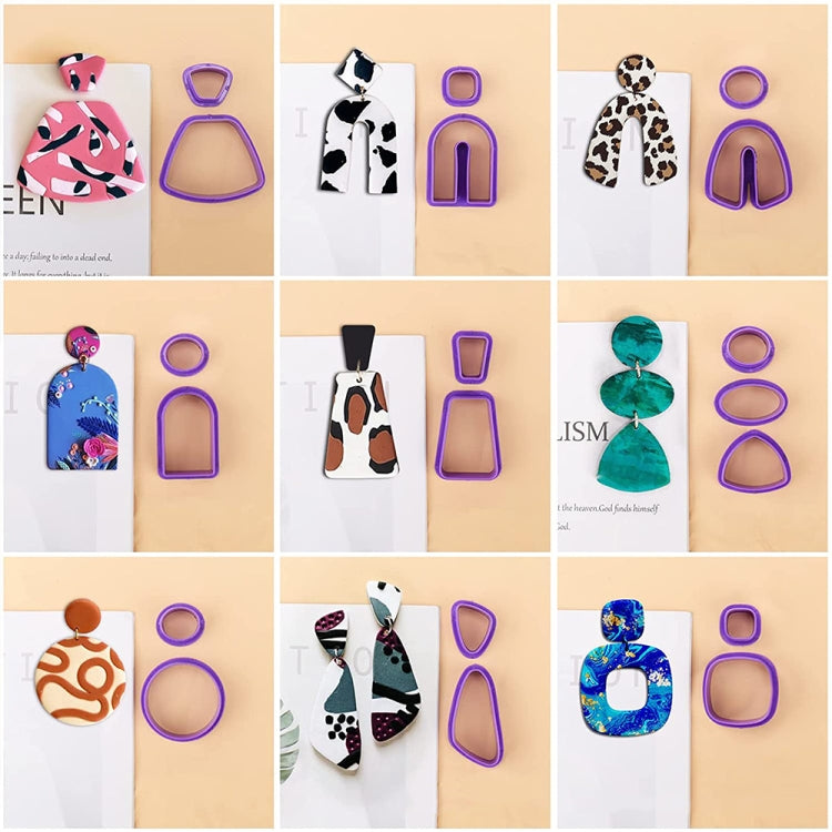 18 In 1 Soft Clay Earring Molds DIY Handmade Clay Cutter Clay Earrings Making Molds, 18 In 1 (Purple), 18 In 1 (Pink), 18 In 1 (Yellow), 18 In 1 (Blue)