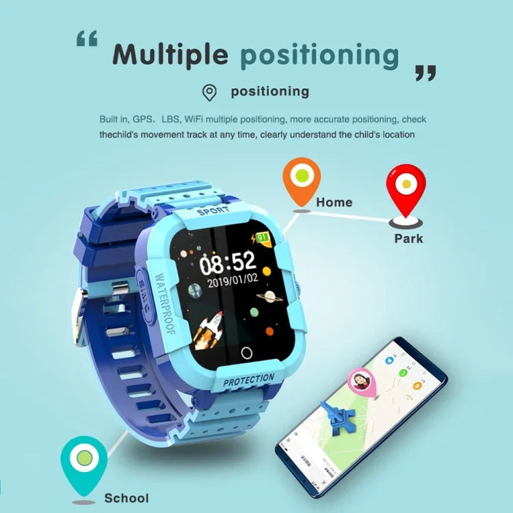 DF75 Relógio Inteligente Impermeável para Crianças com Chamadas 4G GPS de 1,4 Polegadas e Função SOS