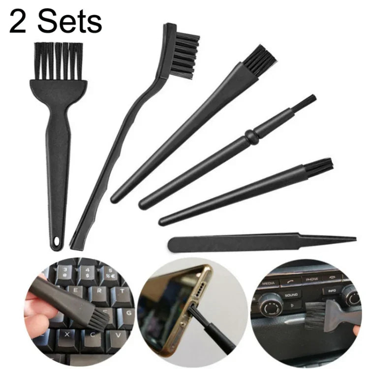 2 Conjuntos de Escova Anti-estática com Cabo Portátil Kit de Limpeza para Teclado, 5 em 1