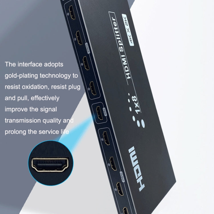 Divisor HDMI 8 Portas FJGEAR SM4K108 4K HD Áudio e Vídeo, Ficha EU, SM4K108