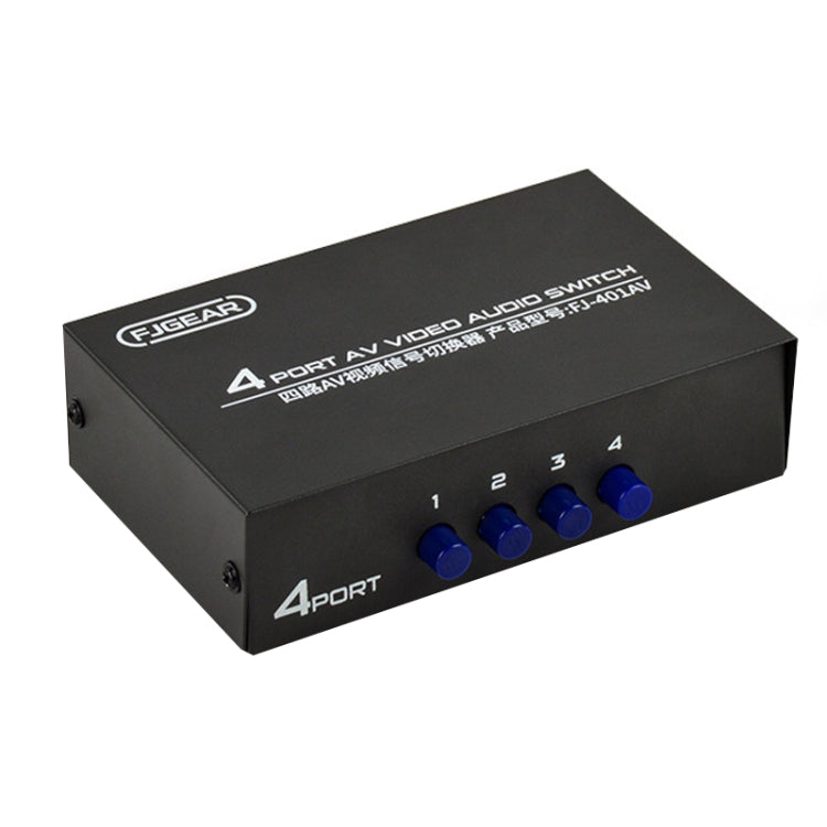 Comutador AV de Áudio e Vídeo FJGEAR FJ-401AV com Interface Lotus de 4 Vias, FJ-401AV