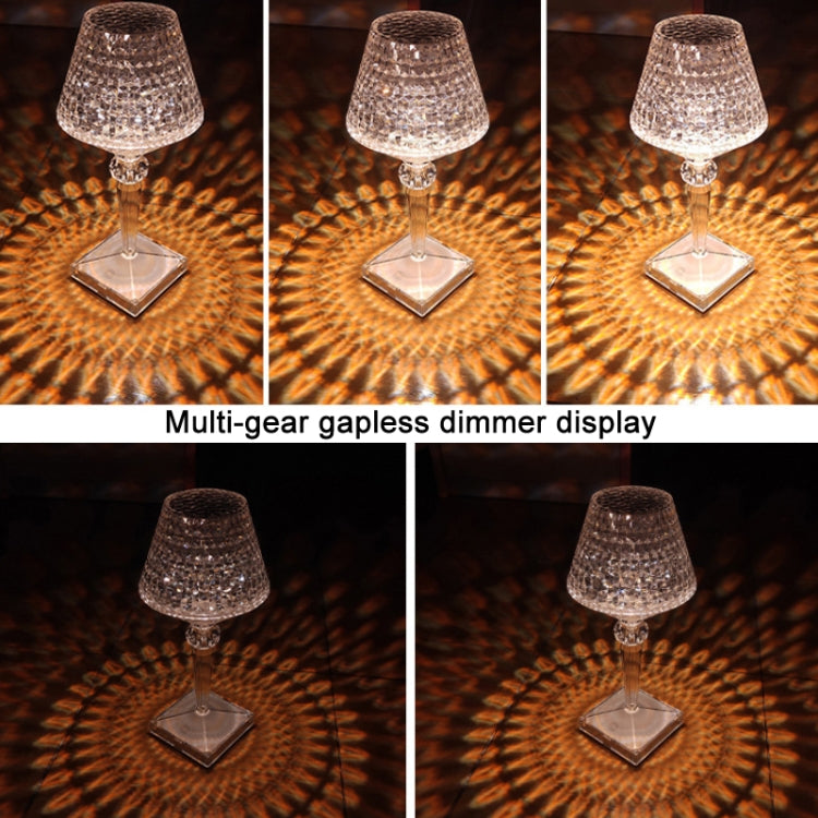 Lâmpada de Mesa de Cristal para Cabeceira, Luz Noturna LED em Forma de Taça de Vinho, Especificações: Modelo USB de 3 Cores, Controlo Remoto RGB 16 Cores, Modelo Plug-in de 3 Cores
