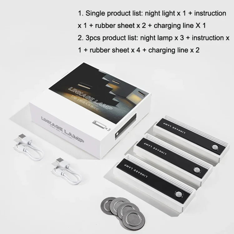 Luz Noturna de Indução Corporal Humana com Ligação USB Magnética TW-L56, 1 Peça, 3 Peças
