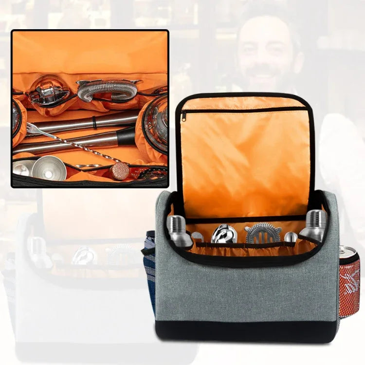 Kit de Bartender de Viagem Bolsa de Armazenamento para Ferramentas de Bar, 32,5 x 14,5 x 25,4cm