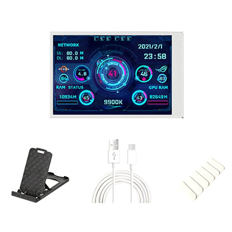 Monitor de Computador de 3,5 Polegadas IPS Visualização Total USB Chassis Tela Secundária, Conjunto 1 (Preto), Conjunto 1 (Branco), Conjunto 2 (Preto), Conjunto 2 (Branco), Conjunto 3 (Preto), Conjunto 3 (Branco)