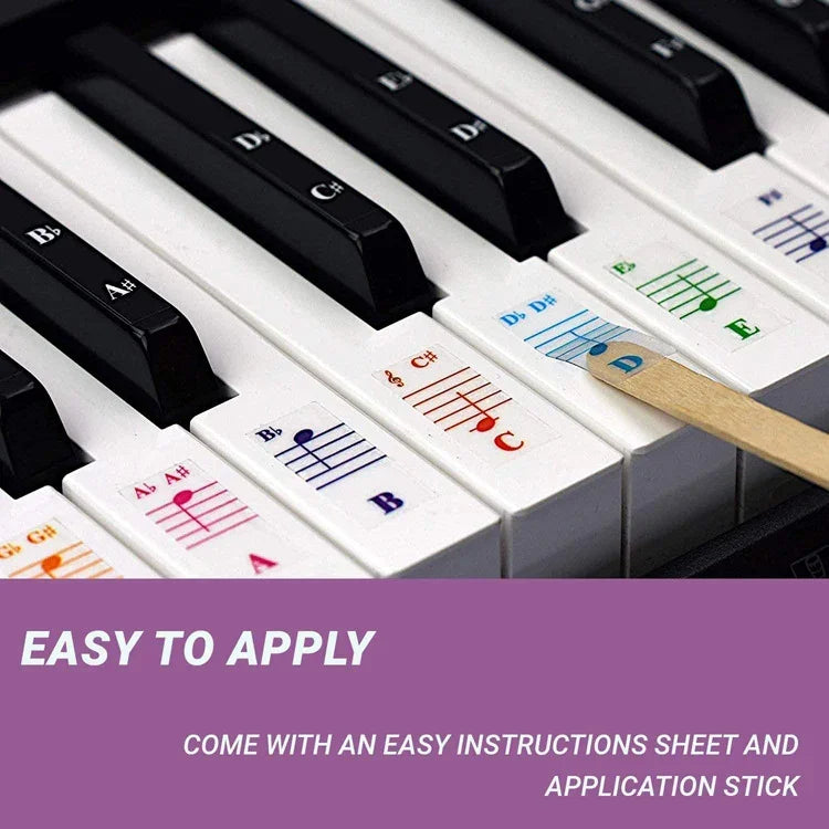 5 Peças de Autocolantes Coloridos para Teclado de Piano Infantil, Acessórios para Instrumentos Musicais, QT-005, QT-005-A, QT-0302