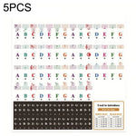 5 Peças de Autocolantes Coloridos para Teclado de Piano Infantil, Acessórios para Instrumentos Musicais, QT-005, QT-005-A, QT-0302