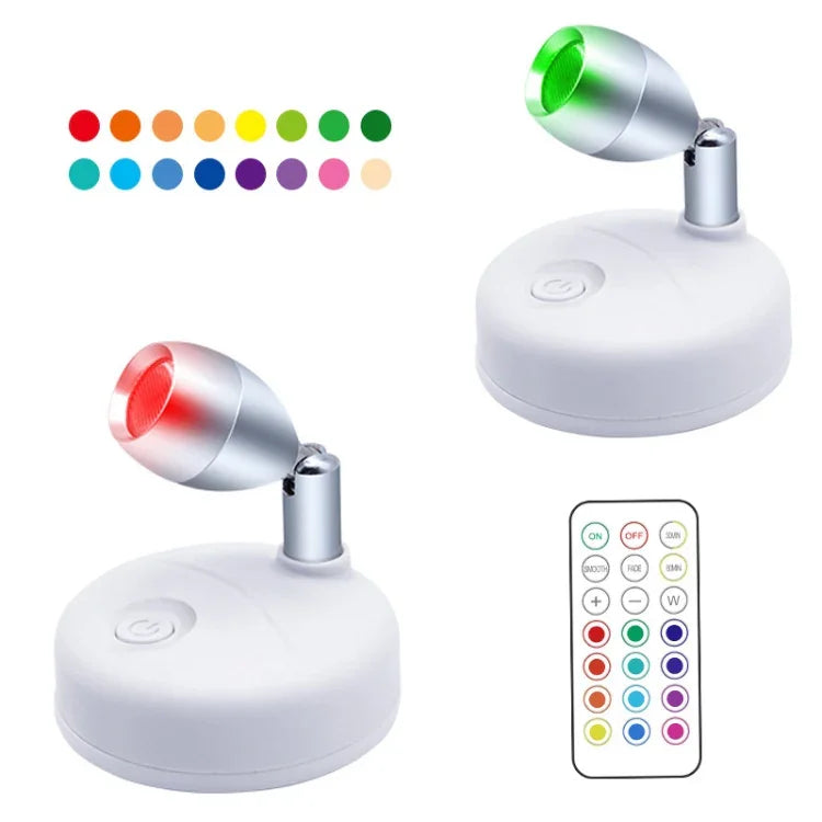 Spotlight Ambiente para Armário RGB Sem Fios com Controlo Remoto, C1556 Cabeça Única 2 Luzes, C1648 Cabeça Única 2 Luzes, C2755 Dupla Cabeça 2 Luzes, C2765 Dupla Cabeça 2 Luzes