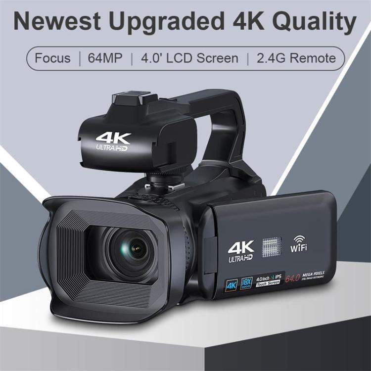 Câmara de vídeo digital portátil com ecrã tátil de 4 polegadas 64MP, 4K 16G, 4K 32G, 4K 64G